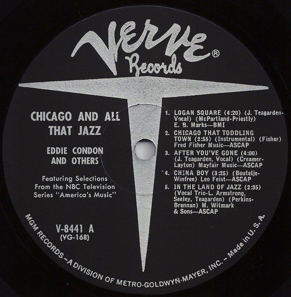 Eddie Condon • Bud Freeman • Bob Haggart • Gene Krupa • Jimmy McPartland • Pee Wee Russell • Joe Sullivan • Jack Teagarden : Chicago And All That Jazz! (LP, Album, Mono)